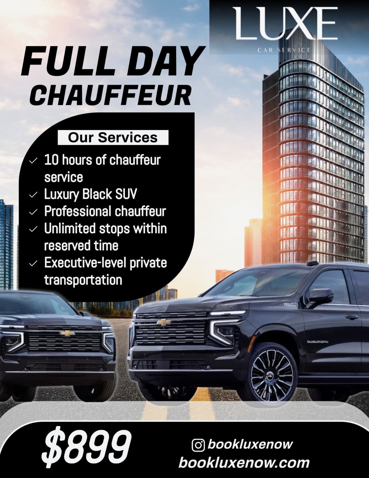 Luxe Car Service Launches $899 10-Hour Private Chauffeur Block for Corporate Travel