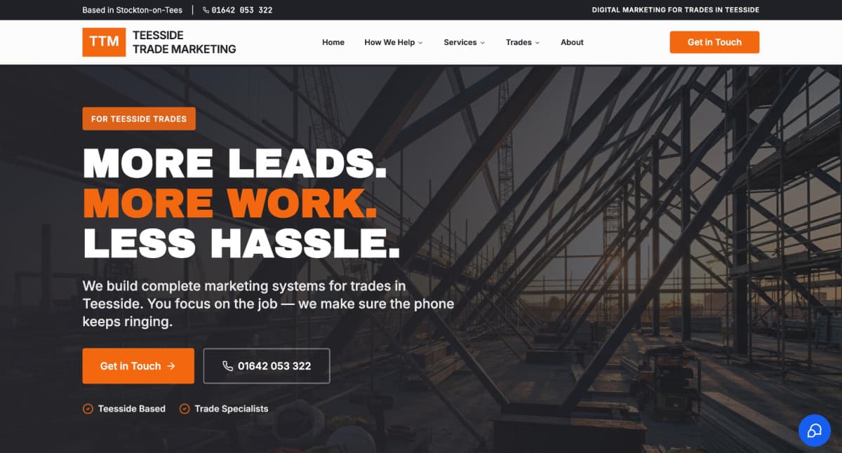 Teesside Trade Marketing Launches to Help Local Trades Grow Online