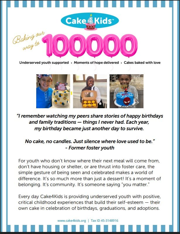 Cake4Kids Boston to Celebrate 100,000 Children Served with Free Cupcake Picnic